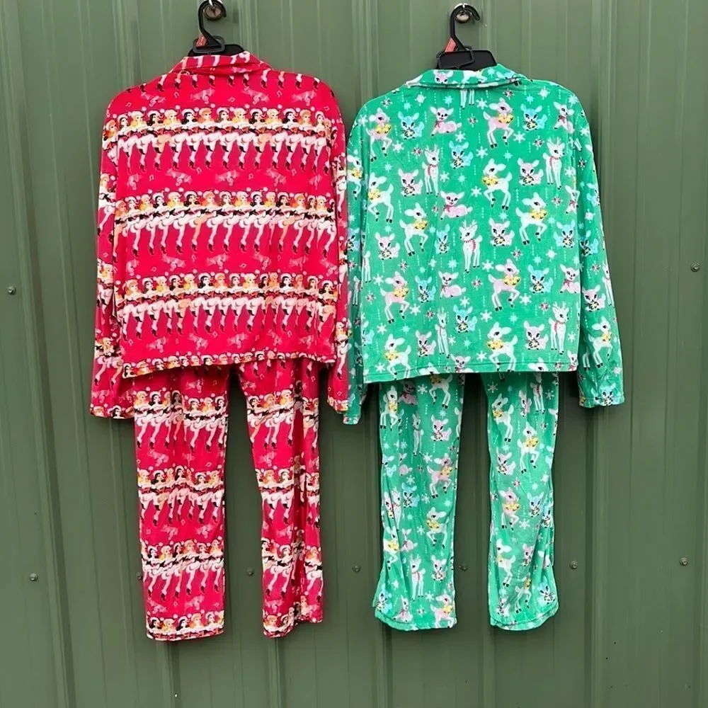Velour Notch Collar Pajama Top & Pants Lounge Sleep 2, 2-Piece Sets Size M
